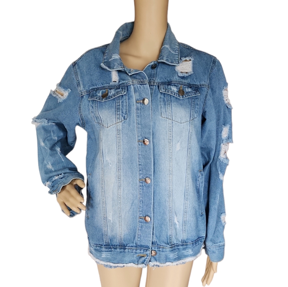 BETWEEN US | Super Distressed Denim Jean Jacket